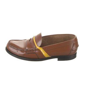 Prada Men's Tan Leather Loafers Slip On Shoes